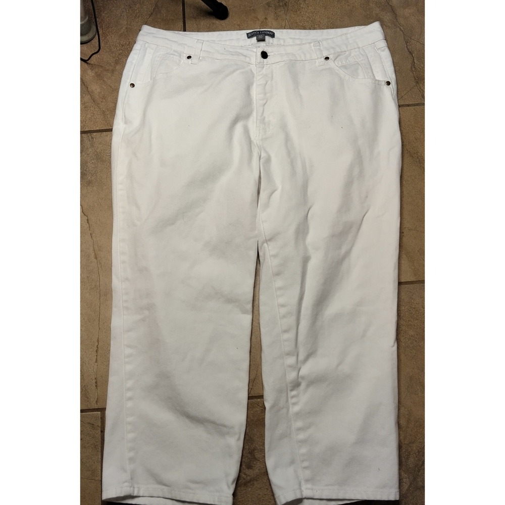 Jessica London Womens White Denim Capri Pants Plus Size 16W 100% Cotton 08133
